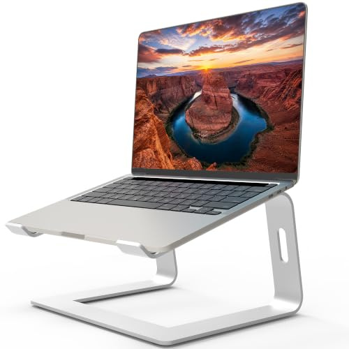 Orionstar Support Ordinateur Portable, Support PC Portable Bureau Ergonomique, Support Macbook Pro Air, Rehausseur Ordinateur Portable Ventilé pour Dell Apple Laptops Tablettes 10-15,6 (Argenté)