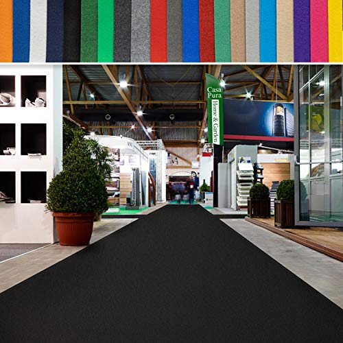 casa pura Messeteppich bis 40 m Länge - schwer entflammbar - Nadelfilz Meterware als Hochzeitsteppich Rollteppich Eventteppich VIP Teppich - Auslegware für Privat & Gewerbe (schwarz, 200x350 cm)