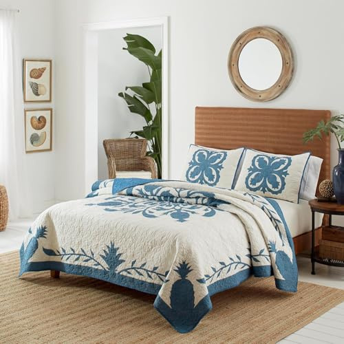 Tommy Bahama - Queen-Size-Bettdecke, leichte Baumwolle, vorgewaschen für zusätzliche Weichheit (Aloha Pineapple Blue, Queensize)