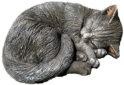 AnaParra Figurine en béton pierre décorative jardin chat 28 x 12 cm pour extérieur.