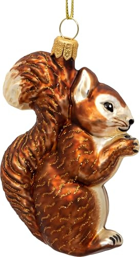 SIKORA Eichhörnchen besondere Weihnachtskugel Glas Christbaumschmuck Deko Figur Weihnachten Anhänger Ornament - Meisterstücke - BS728