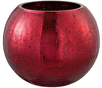 WINDLICHT Kugel RISSIG Glas GLÄNZEND ROT Large