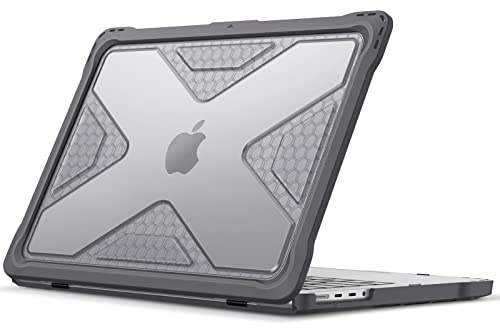 Fintie Hülle Kompatibel mit MacBook Pro 14'' M5 M4 M3 M2 M1 Pro/Max | A3426 A3427 A3434 A3112 A3401 A3185 A2992 A2918 A2779, Ganzkörper-Rugged Hybrid Schutzhülle TPU Stoßstange Case, Grau (Klar)