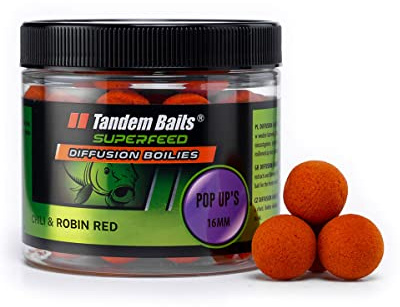 Tandem Baits SuperFeed Mini Diffusion Pop-Up Chili & Robin Red | Carp Fishing Hookbaits | Pop Ups Carp Fishing | Carp Fishing Bait | Carp Bait | Carp Fishing Accessories for Monster Fish 16mm 70g