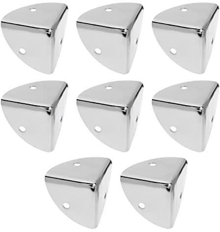 YINETTECH Eckwinkel-Schutzkappen aus Metall, rechtwinklig, 39 mm, für Holzkisten, Schreibtische, Truhen, Koffer, Flightcase, silberfarben, 8 Stück