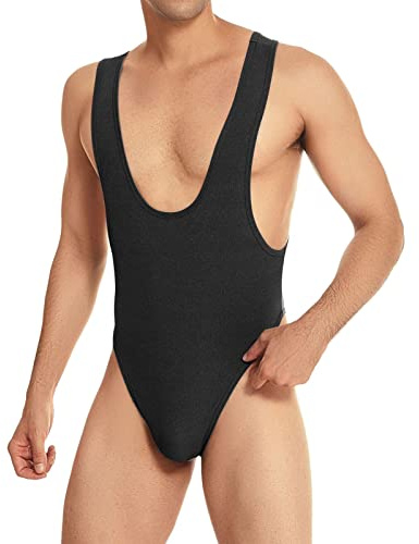 String Body Herren Erotik Wäsche Einteiler Unterhemd Stringbody Herrenbody Business Tanktop Männerbody Einteiler Bodysuit Reizunterwäsche Männer Sexy Unterwäsche Schwarz S