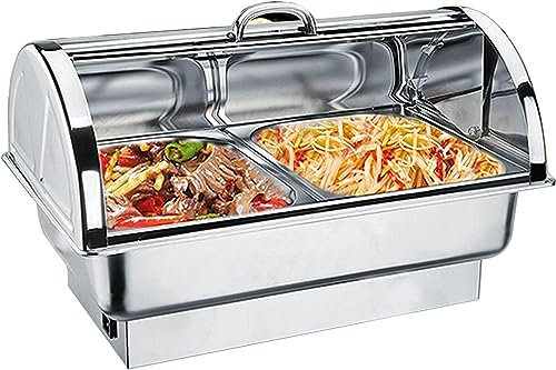FLTRGO Chafing Dish Elettrico, Scaldavivande Acciaio Inox, 9L Chafing Dish da Tavolo Contenitore Termico Scalda Cibo per Matrimoni o Feste a Buffet, 600W