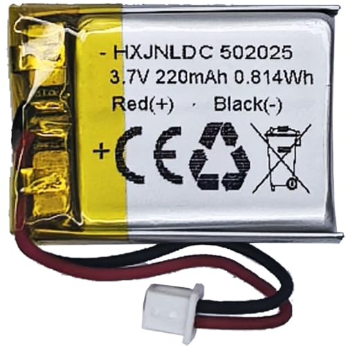Batería Recargable de polímero de Litio DC 3,7 V 220 mAh 502025 Adecuada para sustituir baterías integradas de 2 Cables en Dispositivos electrónicos de 3,7-5 V y Luces LED.