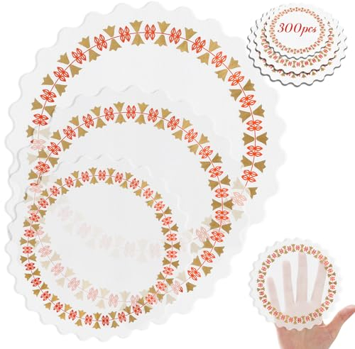 Daily Treasures 300 pièces napperons en Papier, 3 Tailles Rondes en Papier napperon Dentelle, Dentelle Doyleys Papier Décor de Noël pour gâteau Dessert Buffet Frit Nourriture fête Mariage