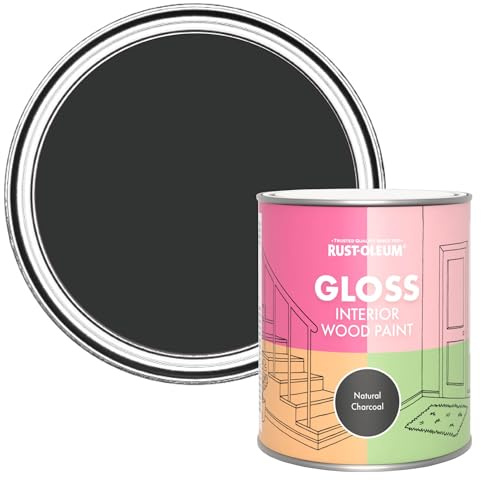 Rust-Oleum Black Interior Wood Paint in Gloss Finish - Natural Charcoal (Black) 750ml