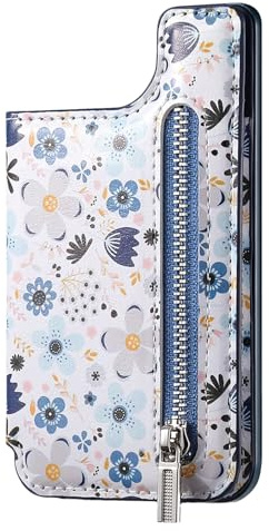 Brieftasche für Karten, selbstklebend, multifunktional, magnetisch, Kartenhalter mit kleinem Blumenmuster, Geschenk für Geburtstag, Weihnachten, für Frauen, Freunde der Familie