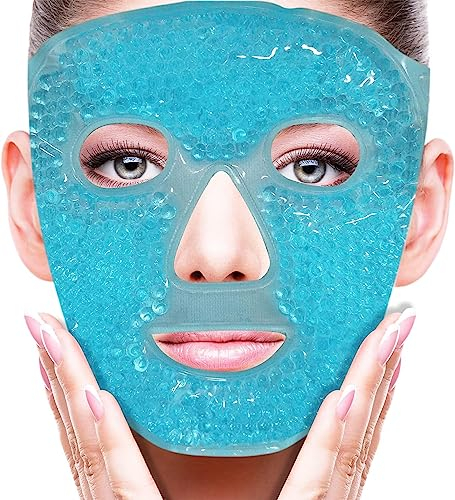 Maschera in gel,caldo e freddo per il viso,riduce il gonfiore,elimina le occhiaie e attenua le borse sotto gli occhi,allevia il mal di testa,lenisce la fatica del viso,illumina la pelle(blu)