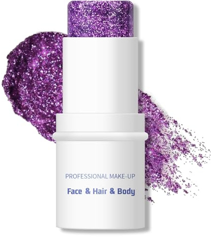 KYDA Body Glitter Stick - Gel à paillettes épais pour le visage, le corps et les cheveux - Couleur holographique scintillante - Paillettes - Étanche - Nombreuses utilisations - Violet