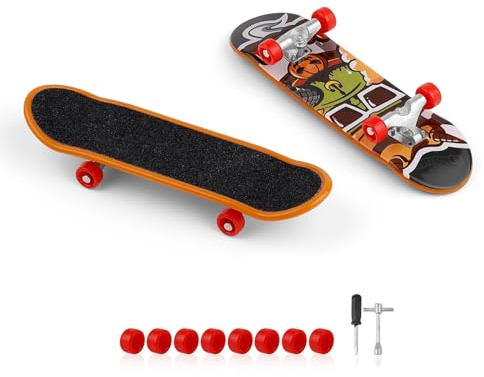 0XBIT Fingerskateboard, 2 Stück Finger Skateboard mit Mattierter Oberfläche, Mini Fingerboard mit Zufälligen Mustern, Anspruchsvolles Design, für als Kleines Geschenk für Teenager