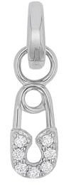 Amor Charm 925 Sterling Silber Damen Charms, mit Zirkonia synth., 2 cm, Weiß, Sicherheitsnadel, Kommt in Schmuck Geschenk Box, 2038476