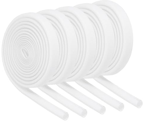 sourcing map 5Pcs Wire Insulation Braid Fire Sleeve,3.28Ft-5mm ID White, High Temp Silicone Coated Fiberglass Sleeving for Automotive Hose Lines Electrical Wiring