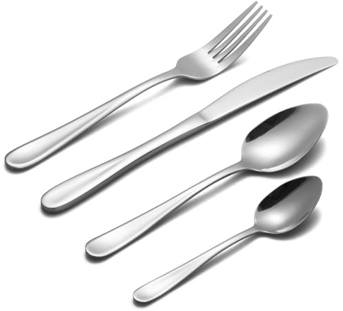 Alata Grand Edelstahl Poliert Besteck Set 4 Personen, Essbesteck 16 teilig, Glänzend, Spülmaschinenfest