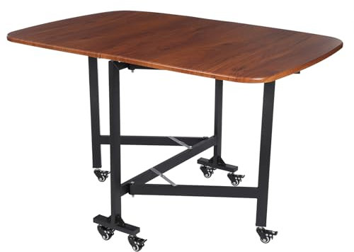 Klapptisch Garten, Campingtisch Klappbar 120x80x75cm Klappbar Gartentisch, 6 Universalräder Gartentische Platzsparend Tisch Klappbar für Gärten, Balkone, Schlafzimmer, Wohnzimmer, Küchen (Braun)