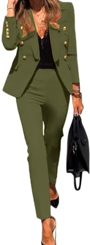 Generico Tailleur da Donna Eleganti Offerte Completi 2 Pezzi Giacca Manica Lunga Risvolto e Pantalone Casual Tute Lavoro Autunno Inverno Curvy Abiti Donna da Cerimonia per Matrimoni e Feste