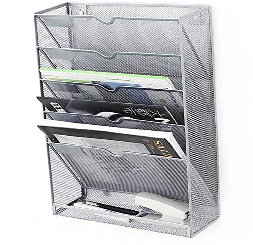 Aktenorganisator, Hängeaktenorganisator 3,9 X 12,6 X 16,1 Zoll, 5-stufiger Aktenhalter Zur Wandmontage, Metall-Wandaktenorganisator, Dokumentenorganisator mit Aufhängeloch für