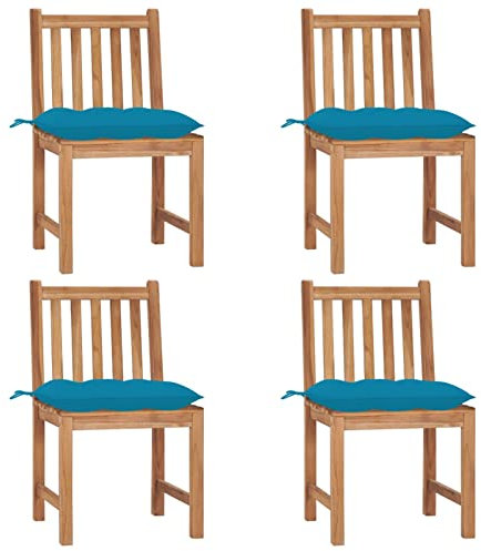 ShGaxin Gartenstühle 4 STK. mit Kissen, Gartenmöbel, Balkonstühle, Balkonmöbel, Balkon Stuhl, Bistrostuhl, Balkonset, Garten Stühle, Sit Möbel, Armlehnenstuhl, Massivholz Teak
