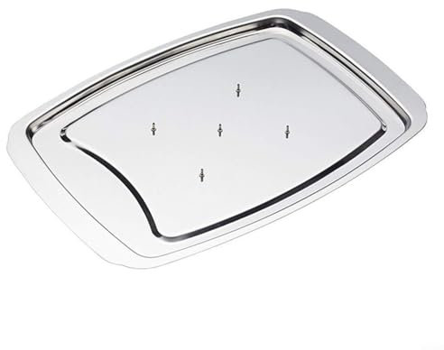 Gettimore Metal Meat Carving Tray Stainless Steel Elevated Roast Tray Stainless Steel Meat Cutting Bowl with Non Slip Spikes for Cutting Chopping
