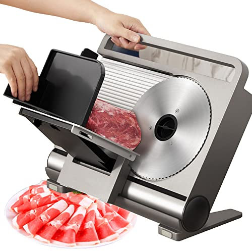 Affettatrice per carne per uso domestico – pieghevole elettrico gastronomia e cibo con lama rimovibile in acciaio inox da 19,1 cm e spessore regolabile da 0 a 15 mm per formaggio, pane, include