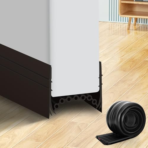 YOUSHARES Zugluftstopper für Türen Schwarz | 100cm selbstklebende Türbodendichtung aus Silikon | Wirksamer Schutz gegen Zugluft, Kälte und Schall | Türdichtung unten für 3.5-4.4cm dicke Türen