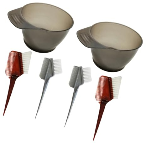 HAPINARY 6piezas Completo Para Teñir Pelo Cuencos Colores Recipientes Peines Mango Antideslizante Lavable Conveniente Peluquería