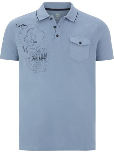 Jan Vanderstorm Herren Poloshirt Fjodor | kurzarm, Knopfleiste|skandinavischer Print | reine Baumwolle | große Größen L-7XL