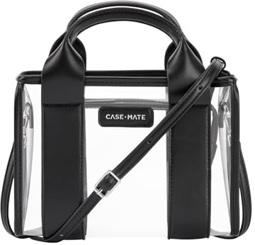 Case-Mate Jelly Stadium Bag for Women - Clear Tote Bag for Stadium Events - Black/Clear Mini Purse with Crossbody Strap - Water-Resistant Tote Handbags for Keys, Phone, Wallet, and Sunglasses