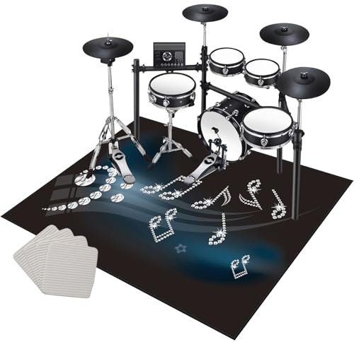 Drum Teppich Schlagzeug Teppich rutschfeste Trommel Teppiche Schlagzeugteppich Schallschutzdecke Schlagzeugmatte Elektronisches Jazz Schlagzeug Kit für Bass Snare Drum Schlagzeug Matte 200 x 170 cm