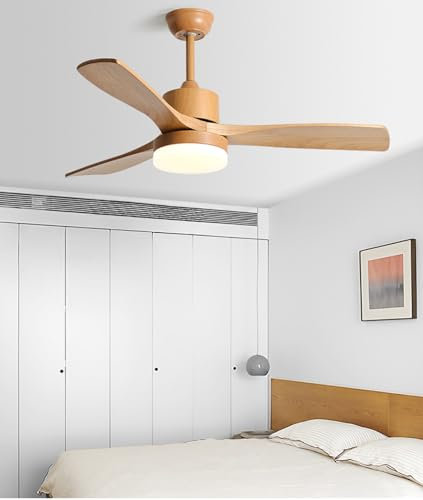 FM2018XSL Ventilatore da Soffitto con Luce e Telecomando, 3 pale in Legno, 42” Dimmerabili LED Lampada da Soffitto con Ventilatore (42)