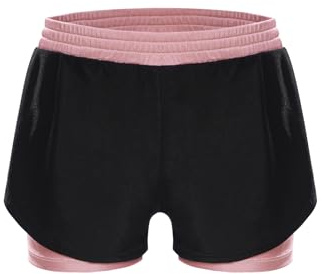 LiiYii Shorts De Sport pour Filles Pantalons Courts D'été pour Enfant Short D'entraînement pour Course Danse Et Yoga Rose 11-12 Ans