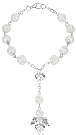 Vroxdrez Rosario per Auto con Angelo Custode,Ciondolo per Specchietto Retrovisore,Angelo Guardiano, Decorazione per Interni, Portafortuna, Accessorio per Auto, Regalo Speciale