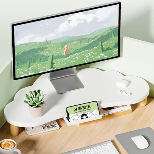 FHPEWXDG Soporte de Esquina para Monitor de computadora portátil con cajón, Soporte de Almacenamiento Triangular en Forma de Nube, Organizador de Pantallas de computadora para Sala de Estudio.