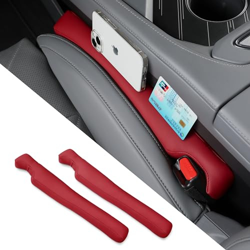POKSRI 2pce Remplissage latéral de siège de Voiture,Remplissage en Simili Cuir PU pour Sièges Auto, Bouchon d'Intervalles et Fentes, Organisateur Anti Chute (vin)