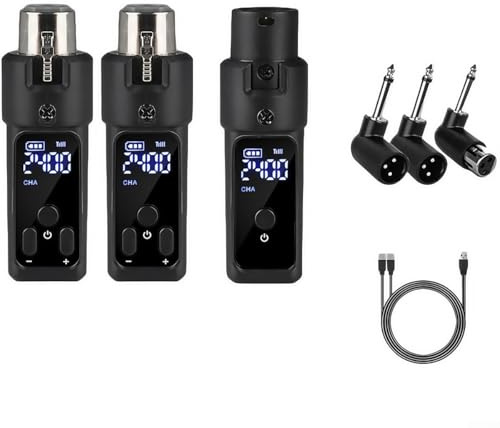 Besshepplo Transmisor de micrófono inalámbrico XLR adaptador receptor convertidor de micrófono inalámbrico para rendimiento en escenario, estudio, grabación, conferencia, habla pública (2 para