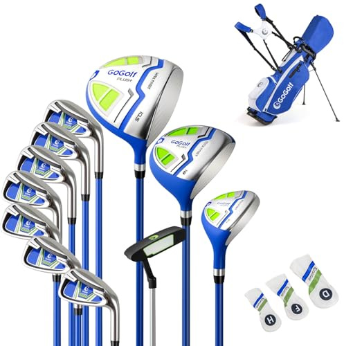 LIFEZEAL Ensemble Complet de Clubs de Golf pour Homme, 15 Ensembles de Golf avec Sac pour droitier avec Driver 460CC #1 Driver, #3 Fairway, Hybride (Bleu)
