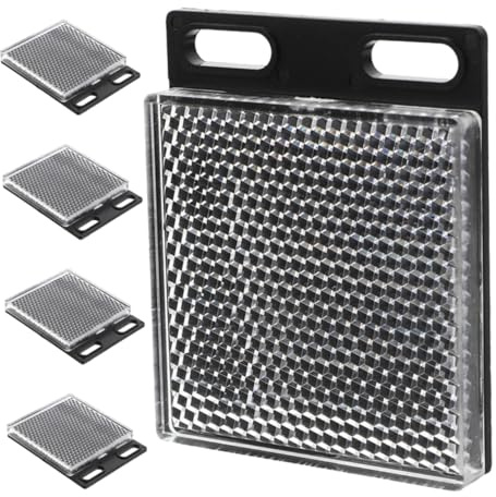 Tofficu 5pièces Rétro-réflecteur Carré Haute Réflexion pour Capteurs Photoélectriques Accessoire Réflecteur Lumineux De Sécurité pour Sites Extérieurs Et Circulation