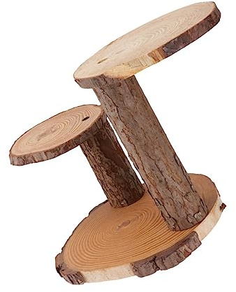 Milisten 1 Pezzo Supporto per Piante in Legno Naturale per Balcone Portafioriere Decorativo e Alzata per Dolci Scaffale Solido Multiuso per Casa e Ufficio Porta Vasi Ed Espositore Elegante