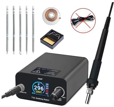 T12 75W Digital Soldering Iron StationTips Welding Rework Station Temperature Adjustable Control microcontroller(Pink,EU)