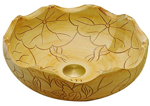 Retro Ceramic Bathroom Vessel Sink Country Art Washbasin Hand Painted Countertop Basin With Pop Up Drain