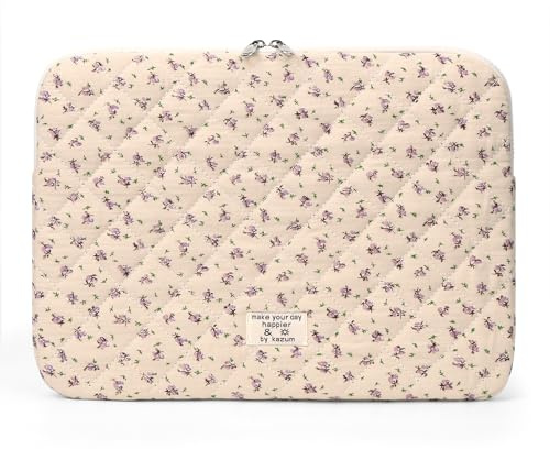 HICARRY Puffy Laptop Hülle für 13Zoll Laptop, Süße Floral Aesthetic Laptoptasche Puffy Laptop Sleeve Case mit Schleifenmuster Damen Mädchen Blumenmuster