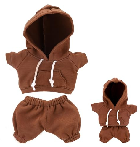 17cm Puppenkleidungsset, Sportliches Modisches Outfit mit Kapuzenpullover und Hose Praktisches Kostümzubehör zum Anziehen der Puppe als Sammlerdekoration und zur Täglichen Präsentation (Braun)