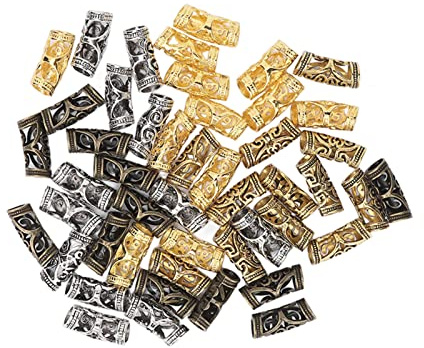 Gonetre Dreadlocks Perline per Perle per la Barba per Tallone Vintage in Lega di Gioielli Intrecciati per Feste Matrimoni 48pcs 4 Colori