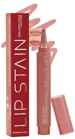 Lip Stain Liner Pen, Nude Rose Hydrating Lip Stain Lip Liner with Natural Matte Finish, Long Lasting All Day Wear, Waterproof Smudgeproof, Precise Smooth Application, Lip Gloss Makeup for Women-02