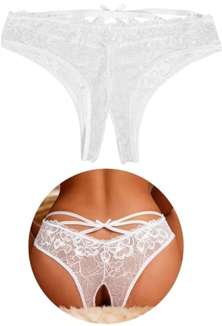 ohyeahlady String Tanga Ouvert à l'entrejambe Femme Grande Taille | Tanga Fendu,Culotte Ouverte Dentelle Transparent,String Chic Hot,Tenu Hot,Lingerie Ouvert,Sous Vetements Feminins,1/2pcs