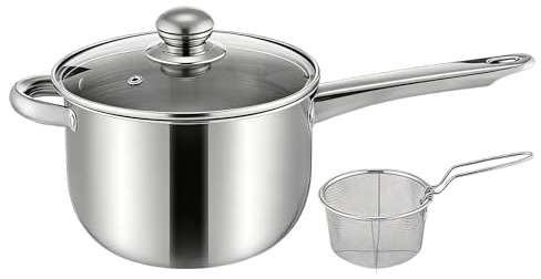 Freidora de encimera,Olla de acero inoxidable - Mini freidora con cesta y tapa | para pescado, pollo en casa, camping, picnic,