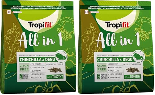 All in 1 Chinchila & Degu 1,75kg - Mangime per CINCILLÀ E DEGU. Complete alimento estruso, senza cereali, ricco di fibre (Confezione da 2)